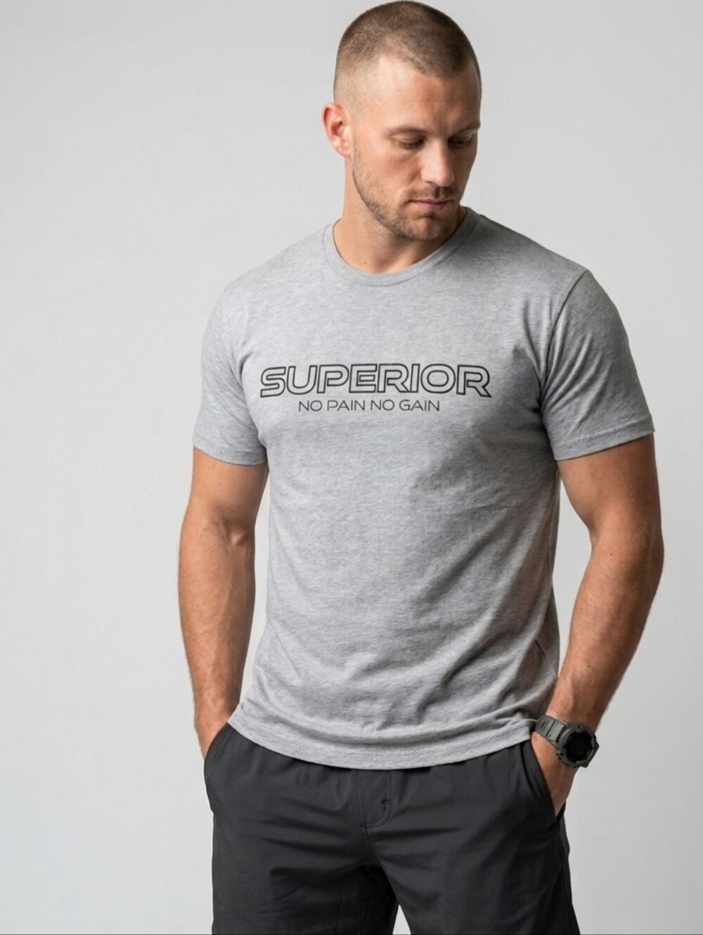 Galaxy By Harvic Superior Gray T-Shirt Size:L